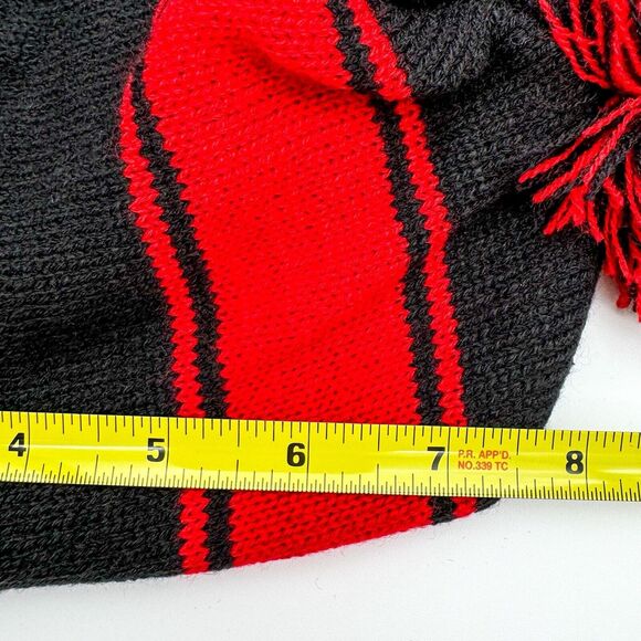 Mitsubishi Electric Black/Red Stripe Ski Beanie Hat Knit Pom Pom One Size OOAK - Picture 10 of 10